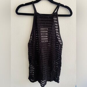 Mango Black Open-Knit Top